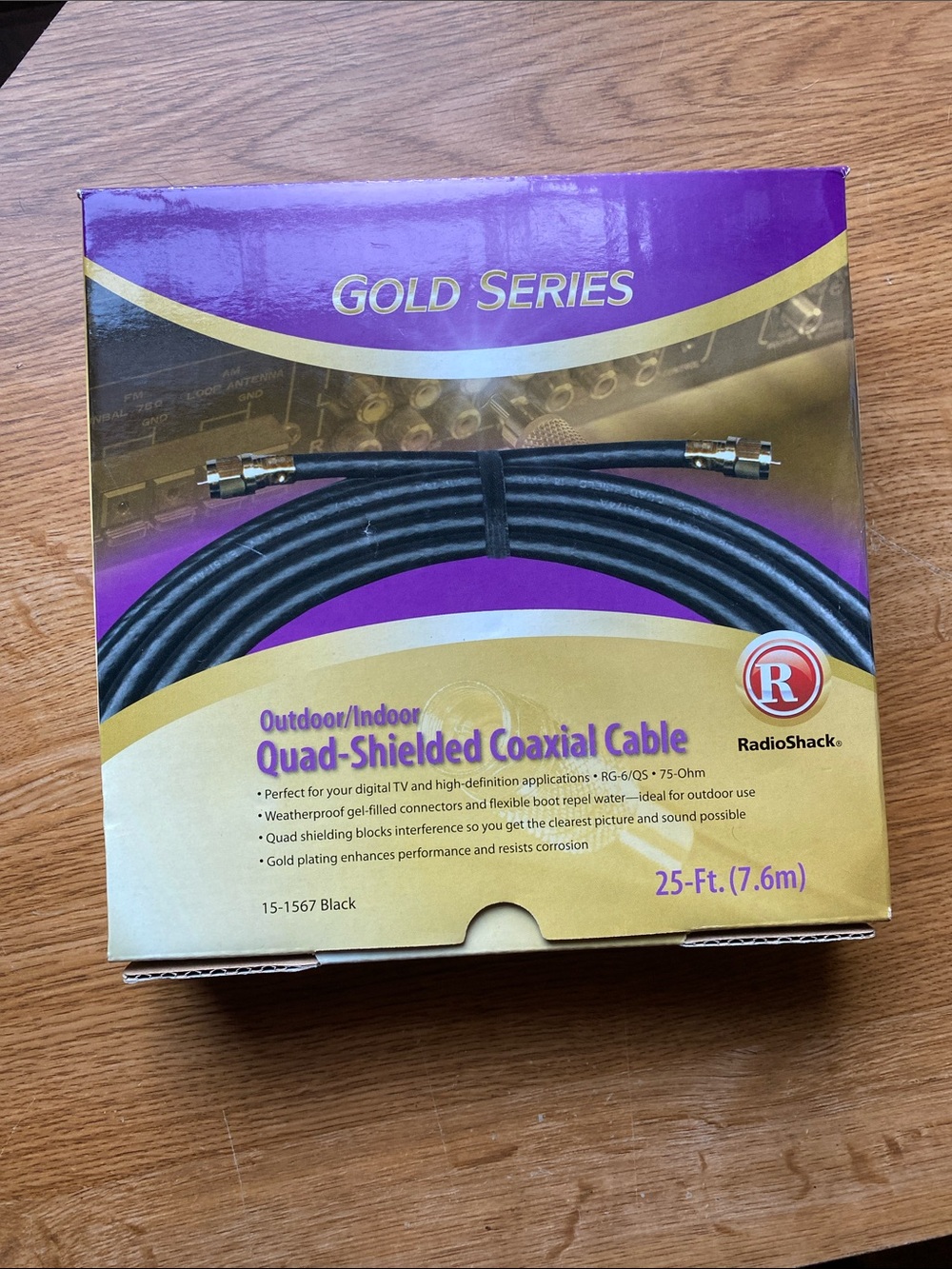 RadioShack Gold Series 25-Foot(7.6m) Outdoor/Indoor Quad-Shielded Coaxial Cable